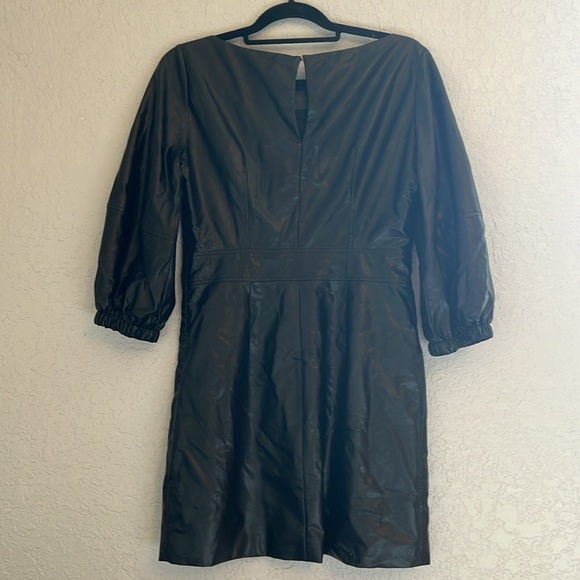 NWT ba&sh Women's M Robe Sae Black Noir Vegan Leather Shift Dress - Picture 7 of 7